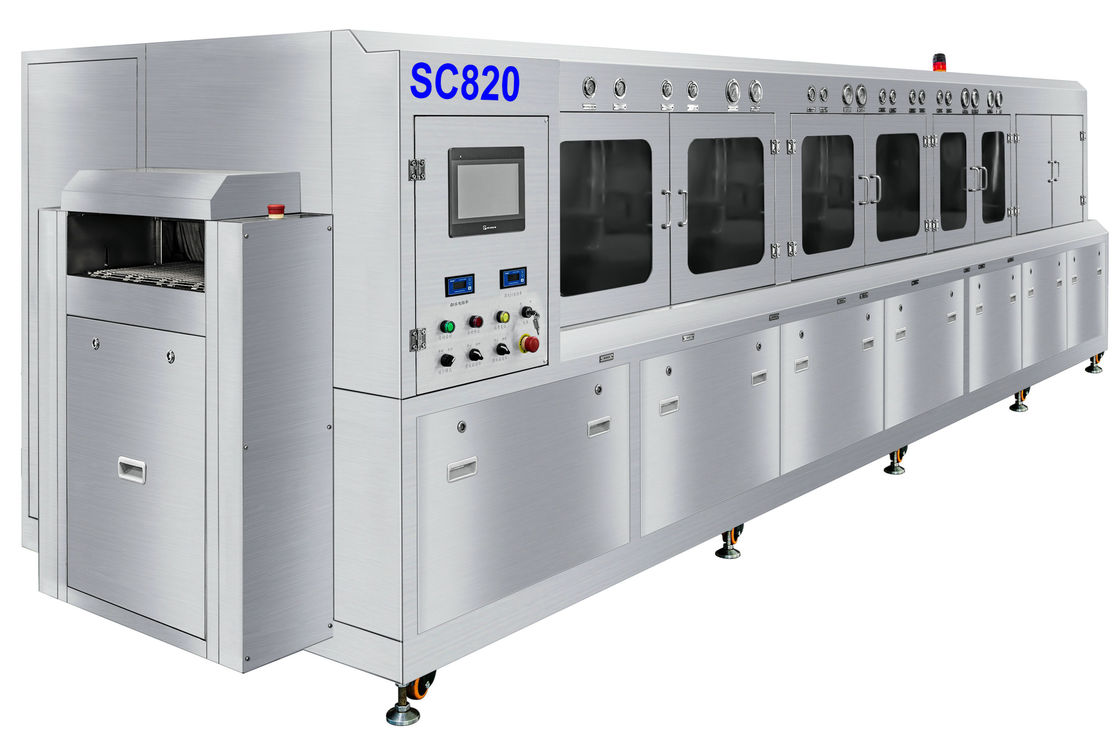 Máquina de lavado químico de flujo de embalaje de semiconductores Sus304 Red de 600 mm de ancho para piezas IGBT, IPM y LEADFRAME